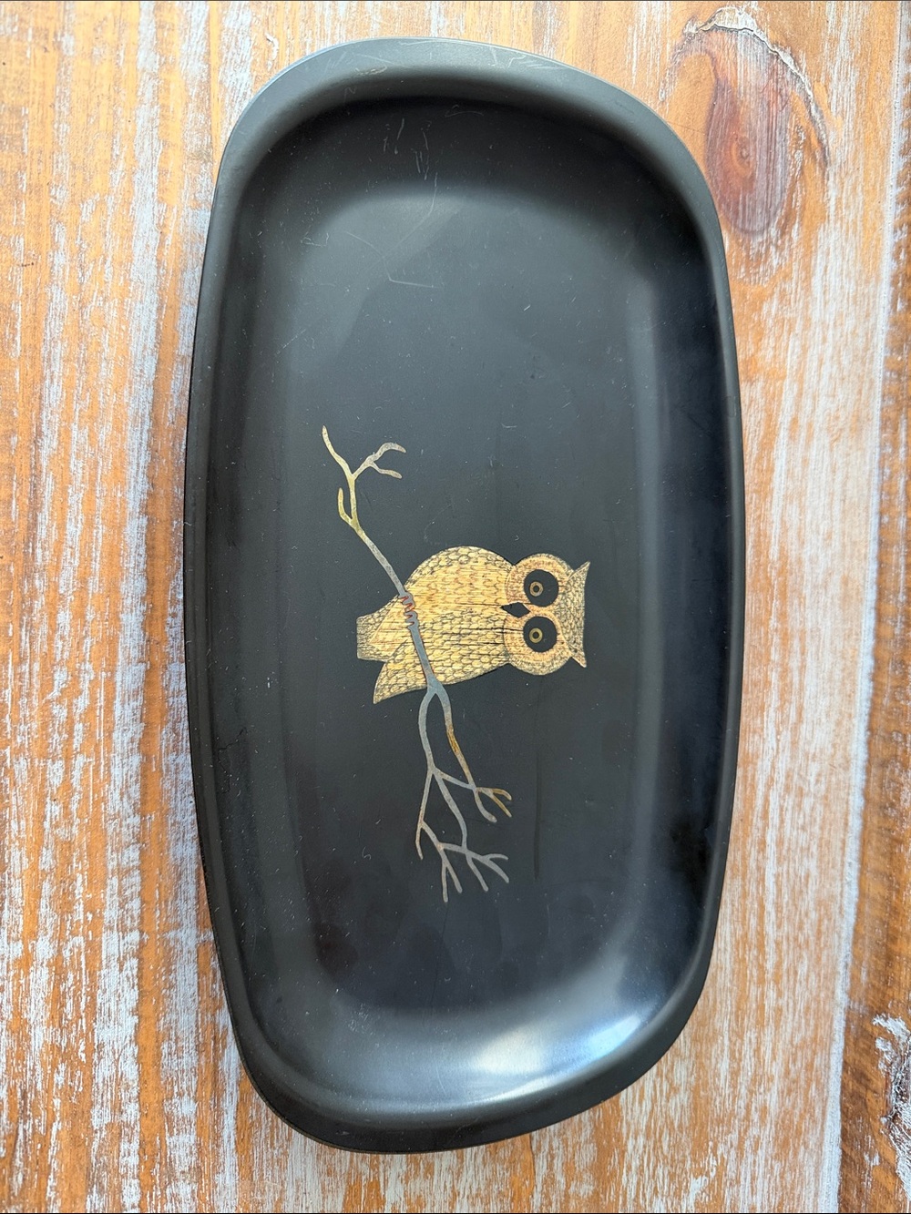 Couroc Black Decorative Owl Accent Tray - Home Accents